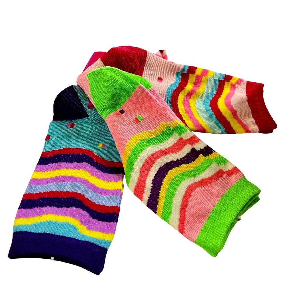 YELETE 3 Pack of Fashion Womens Socks Multi Color Bright Stretch Crew Socks